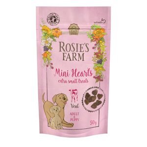 3x50g Rosie's Farm Puppy & Adult Snack - Puppy & Adult Mini Hearts borjú kutyasnack