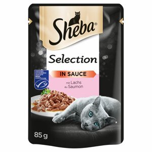 48x85g Sheba Selection szószban lazac nedves macskatáp 20% kedvezménnyel