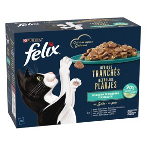 12x80g Felix Deliciously Sliced óceáni válogatás aszpikban nedves macskatáp