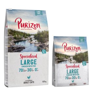 7,3kg Purizon Adult Large csirke & hal száraz macskatáp 6,5kg+2x400g ingyen