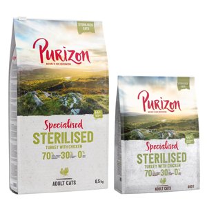 7,3kg Purizon Adult Sterilised pulyka & csirke száraz macskatáp 6,5kg+2x400g ingyen
