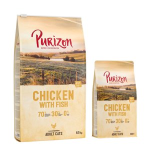 7,3kg Purizon Adult csirke & hal száraz macskatáp 6,5kg+2x400g ingyen