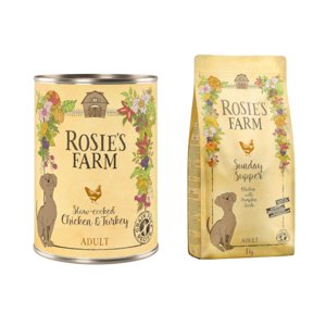 1kg Rosie's Farm Adult csirke, édesburgonya & tökmag száraz kutyatáp+6x400g Rosies Farm csirke & pulyka nedves kutyatáp 10% árengedménnyel