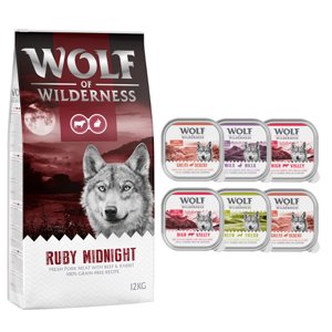 12kg Wolf of Wilderness száraztáp + 6 x 300 g nedvestáp ingyen! száraz kutyatáp- Ruby Midnight - marha & nyúl
