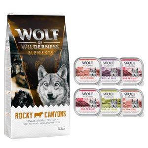 12kg Wolf of Wilderness száraztáp + 6 x 300 g nedvestáp ingyen! száraz kutyatáp- Rocky Canyons - marha (Monoprotein)