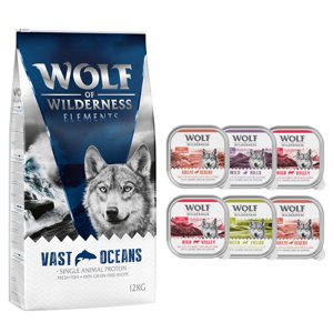 12kg Wolf of Wilderness száraztáp + 6 x 300 g nedvestáp ingyen! száraz kutyatáp- Vast Oceans - hal (Monoprotein)