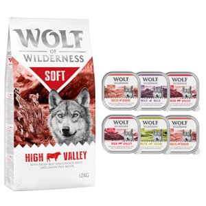 12kg Wolf of Wilderness száraztáp + 6 x 300 g nedvestáp ingyen! száraz kutyatáp- High Valley - marha (Soft & Strong)