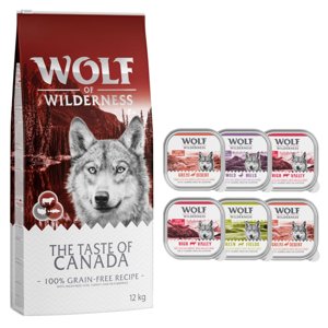 12kg Wolf of Wilderness száraztáp + 6 x 300 g nedvestáp ingyen! száraz kutyatáp- The Taste Of Canada - marha & pulyka