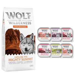 12kg Wolf of Wilderness száraztáp + 6 x 300 g nedvestáp ingyen! száraz kutyatáp- Explore The Mighty Summit - csirke
