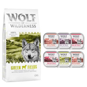 12kg Wolf of Wilderness száraztáp + 6 x 300 g nedvestáp ingyen! száraz kutyatáp- Green Fields - bárány