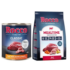 24x800g Rocco Classic Marha & szárnyasszív nedves kutyatáp+1kg Rocco Mealtime marha száraz kutyatáp ingyen