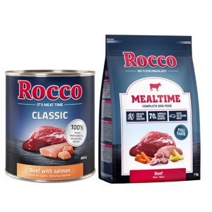 24x800g Rocco Classic Marha & lazac nedves kutyatáp+1kg Rocco Mealtime marha száraz kutyatáp ingyen
