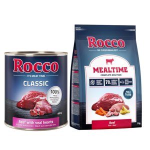 24x800g Rocco Classic Marha & borjúszív nedves kutyatáp+1kg Rocco Mealtime marha száraz kutyatáp ingyen