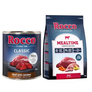 24x800g Rocco Classic Marha & rénszarvas nedves kutyatáp+1kg Rocco Mealtime marha száraz kutyatáp ingyen