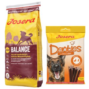 15kg Josera Balance száraz kutyatáp+180g Josera Denties kacsa & sárgarépa kutyasnack ingyen