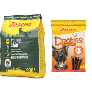 900g Josera YoungStar gabonamentes száraz kutyatáp+180g Josera Denties kacsa & sárgarépa kutyasnack ingyen