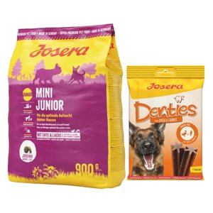 900g Josera Mini Junior száraz kutyatáp+180g Josera Denties kacsa & sárgarépa kutyasnack ingyen