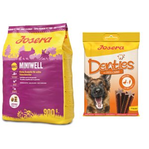 900g Josera Miniwell száraz kutyatáp+180g Josera Denties kacsa & sárgarépa kutyasnack ingyen