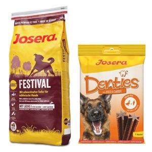 15kg Josera Festival száraz kutyatáp+180g Josera Denties kacsa & sárgarépa kutyasnack ingyen