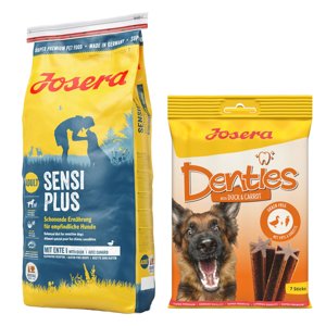 15kg Josera SensiPlus száraz kutyatáp+180g Josera Denties kacsa & sárgarépa kutyasnack ingyen