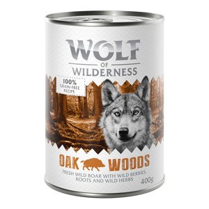 6x400g Wolf of Wilderness Adult Oak Woods vaddisznó nedves kutyatáp 5+1 ingyen akcióban