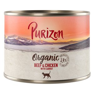 6x200g Purizon Organic Marha, csirke & sárgarépa nedves macskatáp