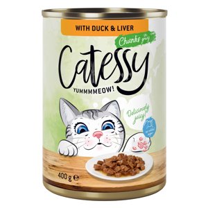 12x400g Catessy falatok Kacsa & máj szószban nedves macskatáp 10% árengedménnyel