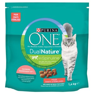 1,4kg Purina ONE Dual Nature Sterilized lazac & spirulina száraz macskatáp 20% árengedménnyel
