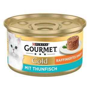 60x85g Gourmet Gold Rafinált ragu tonhal nedves macskatáp 48+12 ingyen