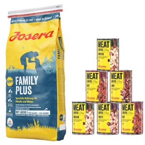 15kg Josera FamilyPlus száraz kutyatáp+6x400g Meatlovers Pure mix nedves kutyatáp ingyen