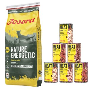 15kg Josera Nature Energetic gabonamentes száraz kutyatáp+6x400g Meatlovers Pure mix nedves kutyatáp ingyen