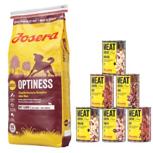 15kg Josera Optiness kukoricamentes száraz kutyatáp+6x400g Meatlovers Pure mix nedves kutyatáp ingyen