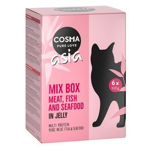24x100g Cosma Asia vegyes csomag (6 változattal) tasakos nedves macskaeledel dupla zooPontért