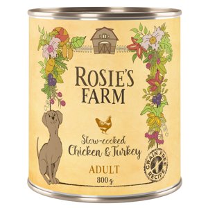 6x800g Rosie's Farm Adult Csirke & pulyka nedves kutyatáp Dupla zooPontért