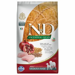 12kg Farmina N&D Ancestral Grain Adult Medium & Maxi csirke & gránátalma száraz kutyatáp