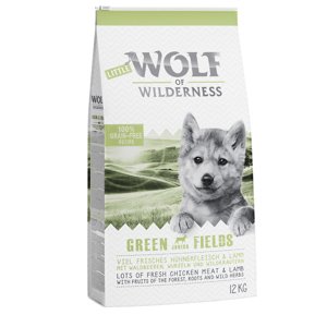 2x12kg gabonamentes Wolf of Wilderness rendkívüli kedvezménnyel! száraz kutyatáp- JUNIOR Green Fields - bárány