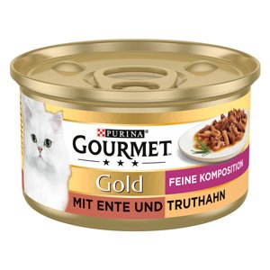12x85g Gourmet Gold finom kompozíció kacsa & pulyka nedves macskatáp