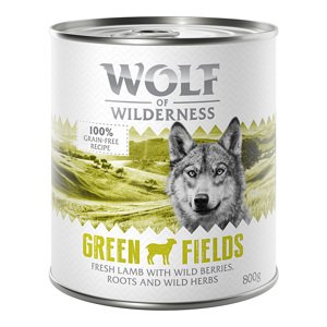 24x800g Wolf of Wilderness rendkívüli kedvezménnyel nedves kutyatáp- Green Fields - Bárány