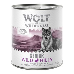 24x800g Wolf of Wilderness rendkívüli kedvezménnyel nedves kutyatáp- Senior Wild Hills - Kacsa
