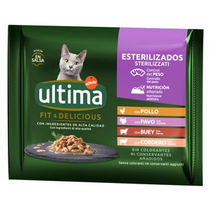 96x85g Ultima Cat Sterilized Húsváltozatok nedves macskatáp 86+10 ingyen