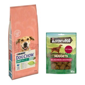 14kg PURINA Dog Chow Adult Light pulyka száraz kutyatáp+90g Adventuros kutyasnack ingyen
