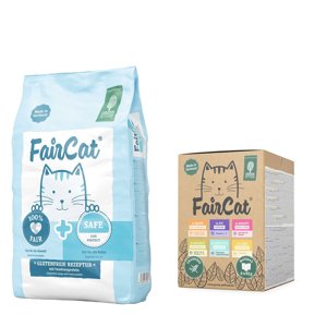 7,5kg Green Petfood FairCat Safe száraz macskatáp+6x85g FairCat nedvestáp multipack 6 változattal ingyen