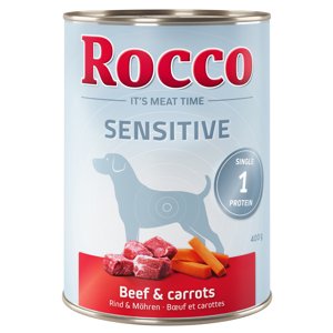 6x400g Rocco Sensitive Marha & sárgarépa (gabonamentes) nedves kutyatáp 5+1 ingyen akcióban