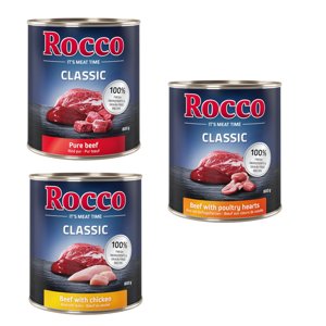 24x800g Rocco Classic Szárnyas-mix: marha/csirke, marha/szárnyasszív, marha/pulyka nedves kutyatáp 15% árengedménnyel!