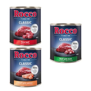 24x800g Rocco Classic nedves kutyatáp Exkluzív-mix: marha pur, marha/lazac, marha/kacsa 15% árengedménnyel!