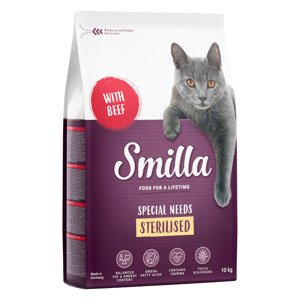 10kg Smilla Adult Sterilised marha száraz macskatáp 8+2 ingyen