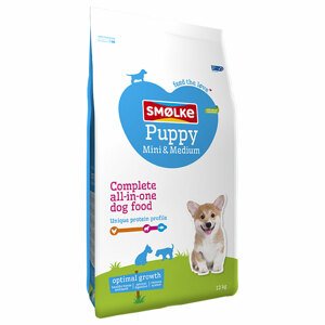 Smølke Puppy Mini/Medium kutyaeledel  - Dupla csomag: 2 x 12 kg