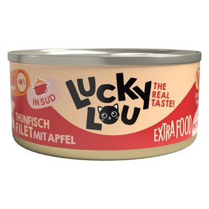 Economy Pack: 36x70g Lucky Lou Extrafood Filet húslevesben tonhal és alma nedves macskatáp