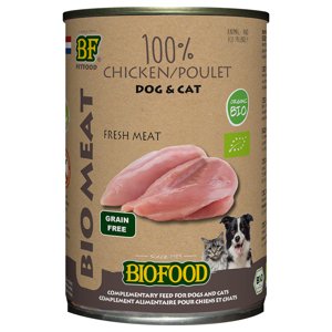 12x400g Biofood Organic csirke táplálékkiegészítő eledel kutyáknak, macskáknak