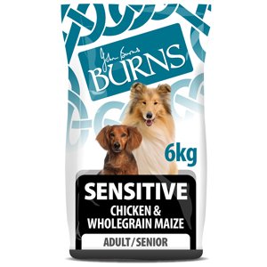6kg Csirke és teljes kiőrlésű kukorica Sensitive Adult & Senior Burns Száraz kutyatáp